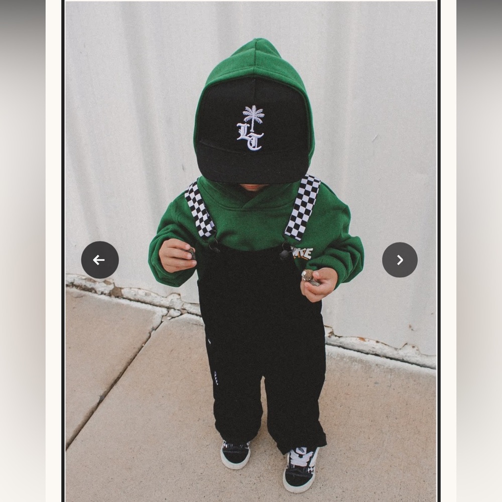 Kids Black Overalls with Checkered Straps ⚡️ - Picture 3 of 5